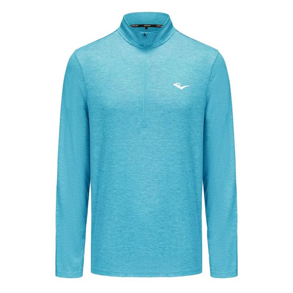 Everlast Mens Mock Neck Regular Long-Sleeved Top / Cyan/White